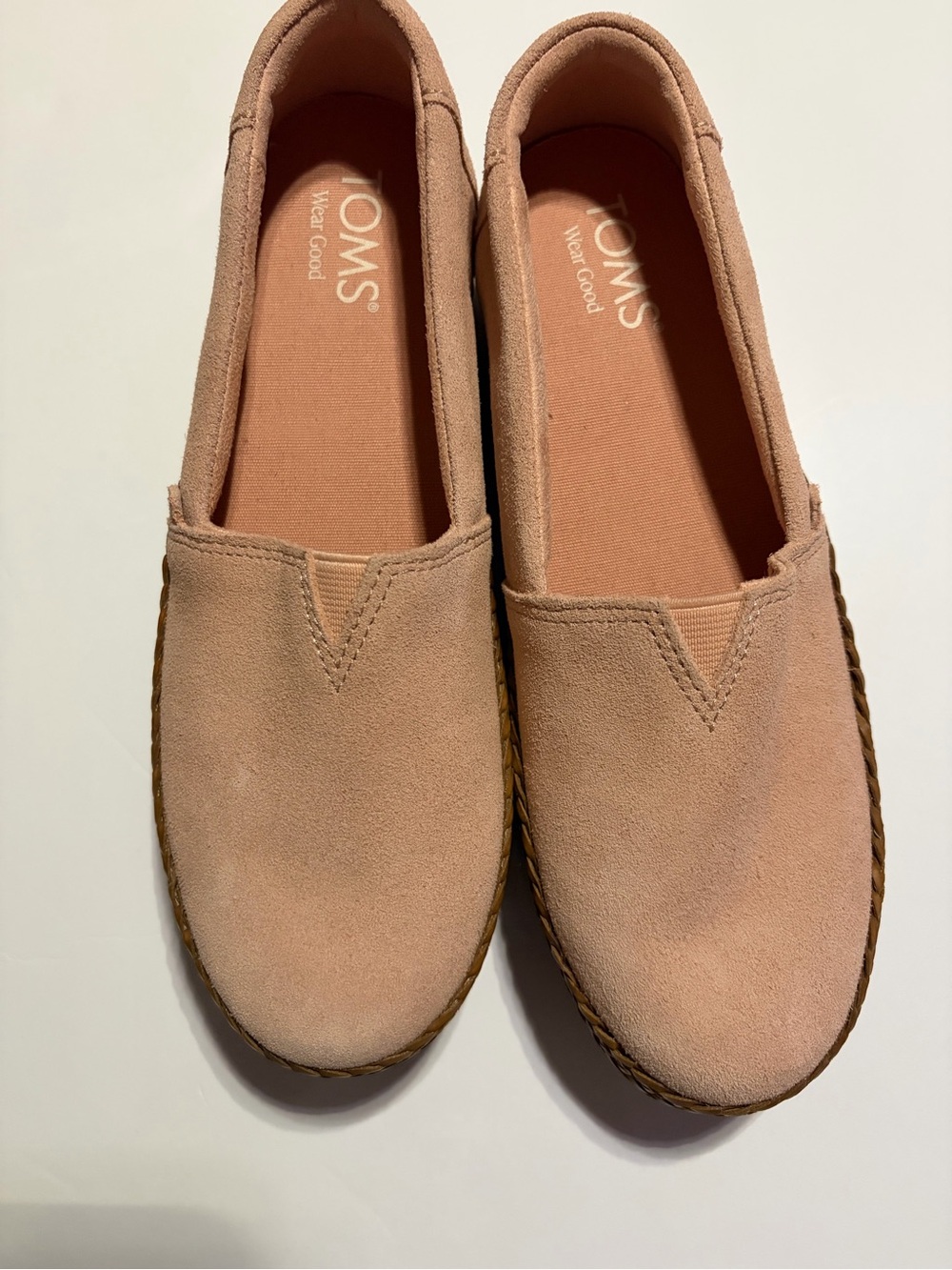 TOMS Valencia Platform Women's Suede Espadrilles in Dusty Rose